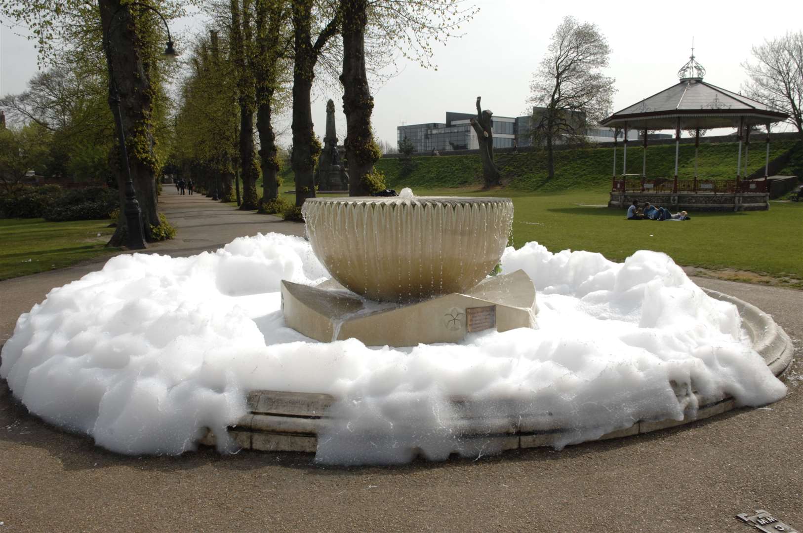 When the fountain in the Dane John Gardens was filled with foam in 2011. Picture: Chris Davey