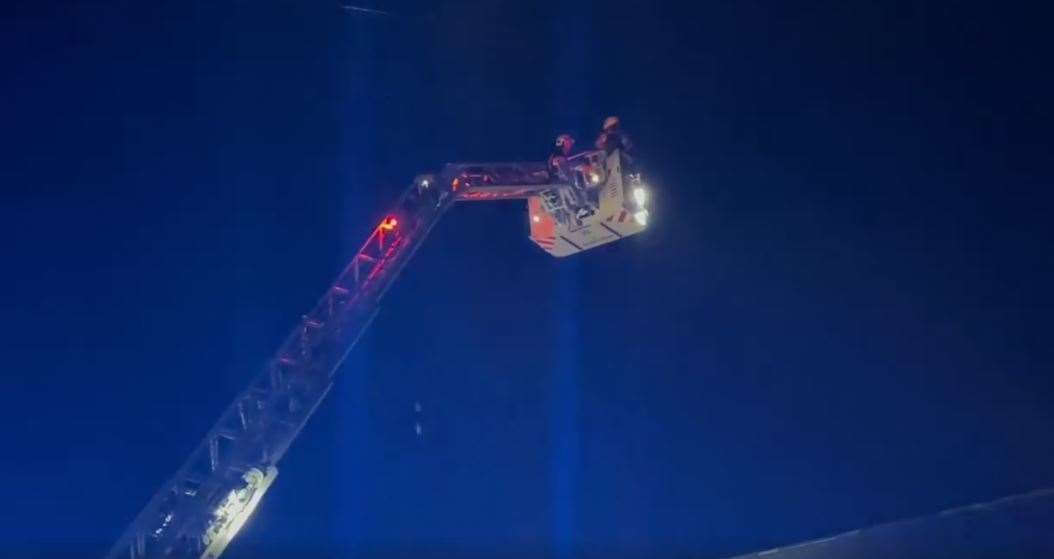 Firefighters tackled the flames from a height vehicle