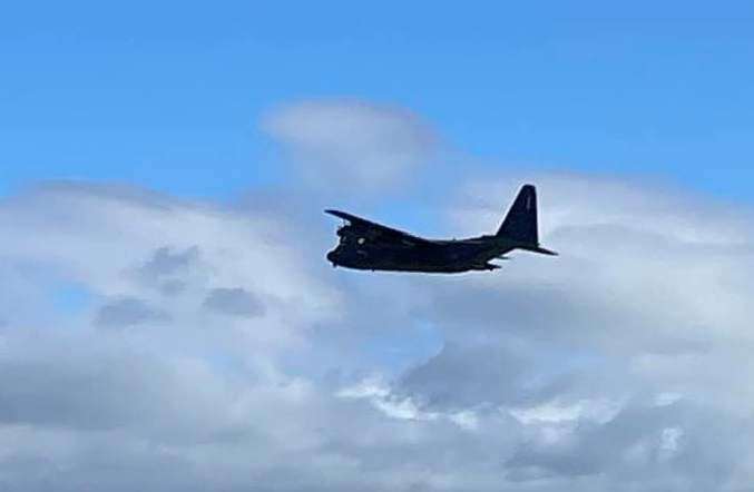 An American USAF Hercules C-130 was seen flying low over Deal seafront. Picture: Ann Vowles
