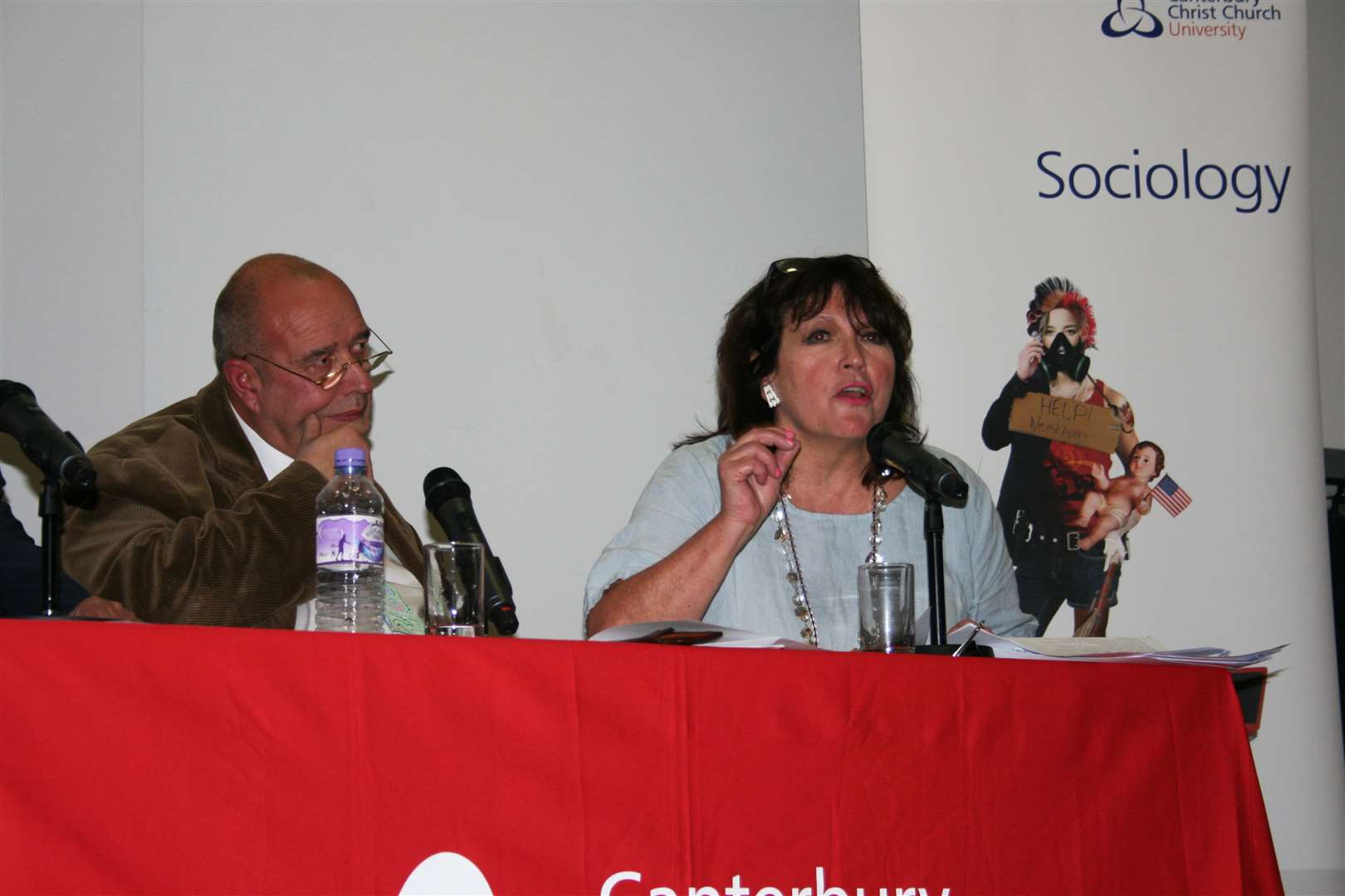 Anti-fracking campaigners Ian Driver and Julie Wassmer at the debate. Picture: Canterbury Christ Church University