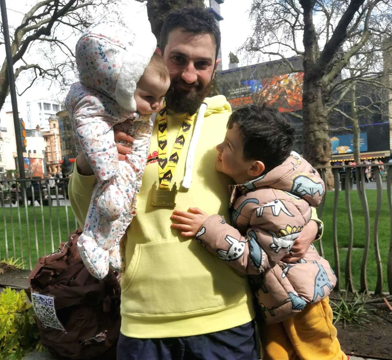 Clint with baby Alana and four-year-old son Caleb. Picture: NHS Foundation Trust