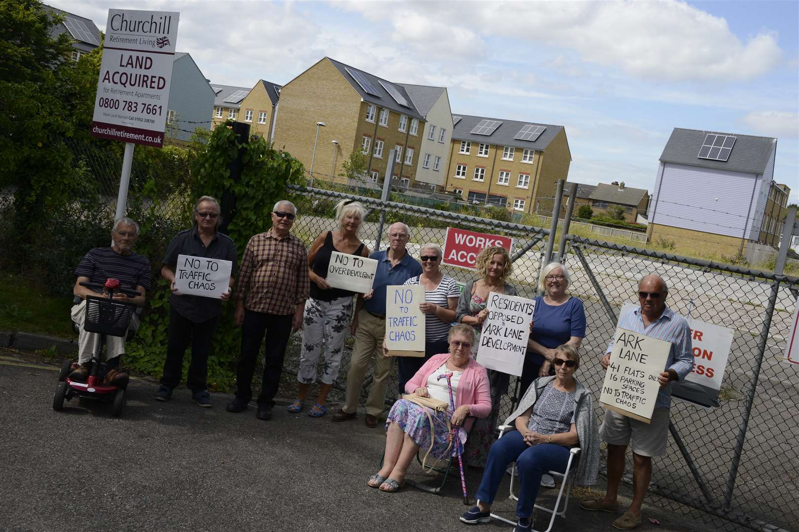 Residents protesting outside the proposed Churchill Retirement Living complex