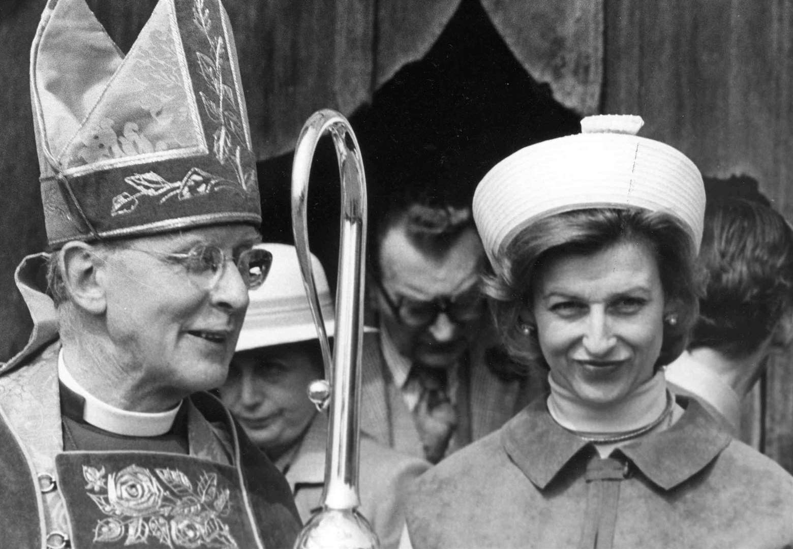 The Archbishop of Canterbury, Dr Donald Coggan, pictured with Princess Alexandra in 1978