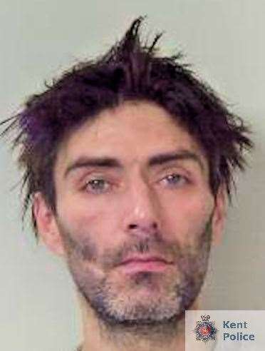 Mark Wilkinson, 36, from Folkestone, was stopped by police officers who saw him acting suspiciously Picture: Kent Police