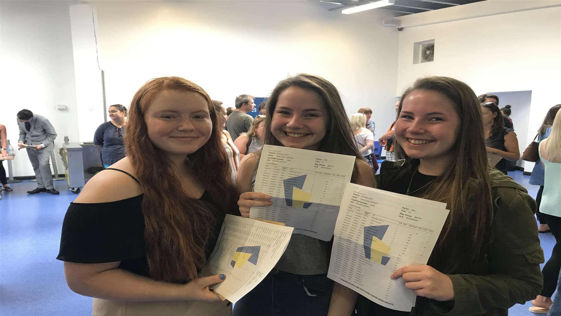 Jaz East, Holly Copley and Olivia Copley were all delighted with their results