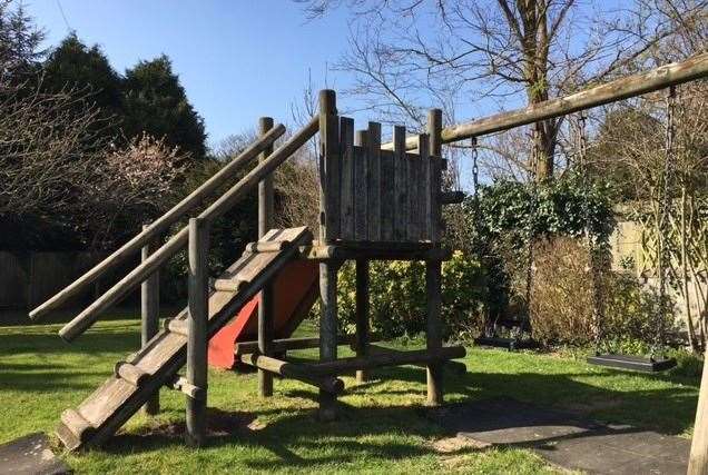 The play area looked rustic and robust but despite my invitation the apprentice declined to have a go on either the swing or the slide