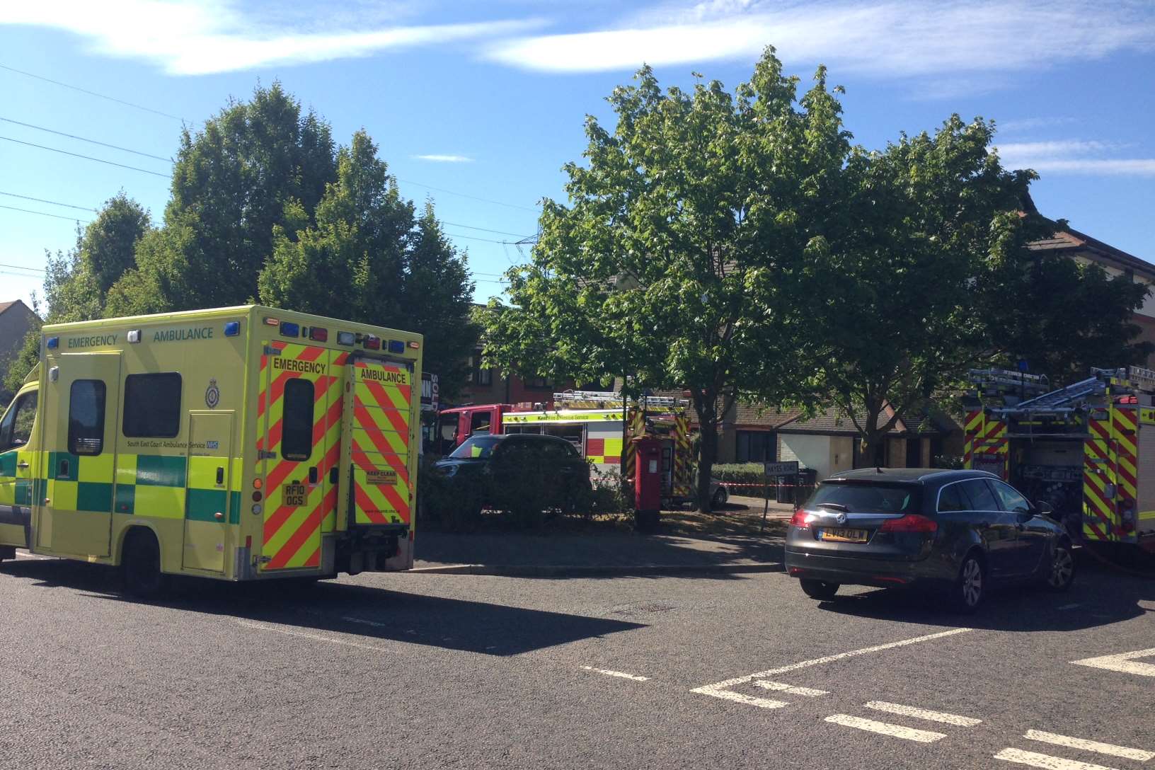 Firefighters and an ambulance were called to the scene of the ground floor flat fire.