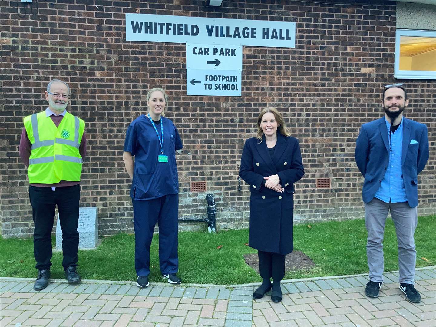 The third district jab centre, in Whitfield. Pictured, from left, are Brian Dunne, Le-Anne Laing, Natalie Elphicke, Dr Julian Mead. Image from the Office of Natalie Elphicke MP