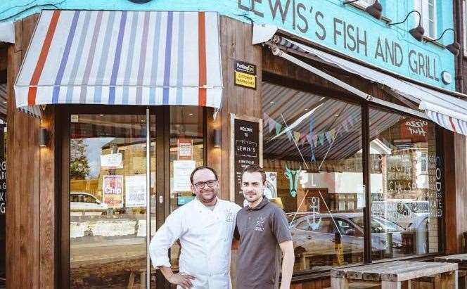 Gavin and Craig Lewis outside Lewis's Fish & Grill in Maidstone