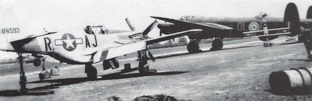 83 squadron Lancaster at Lashenden following an emergency landing