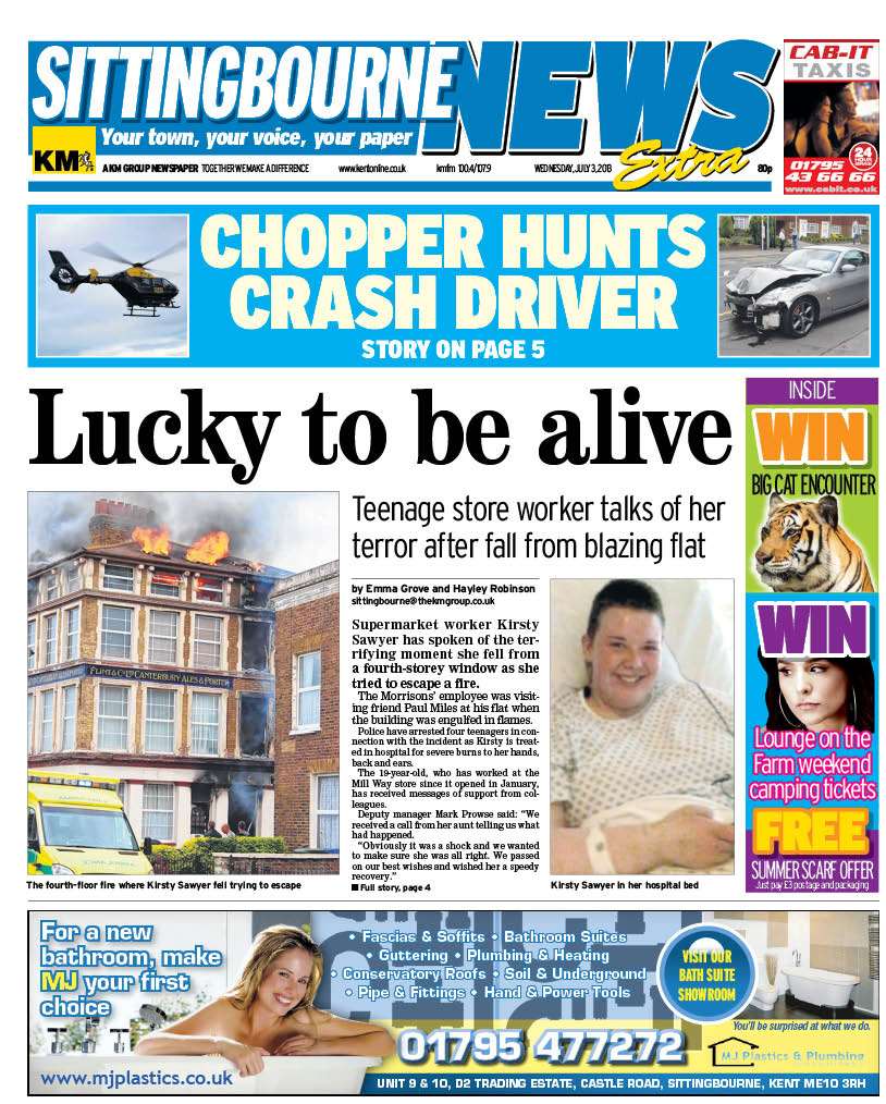 The front of this week's Sittingbourne News Extra