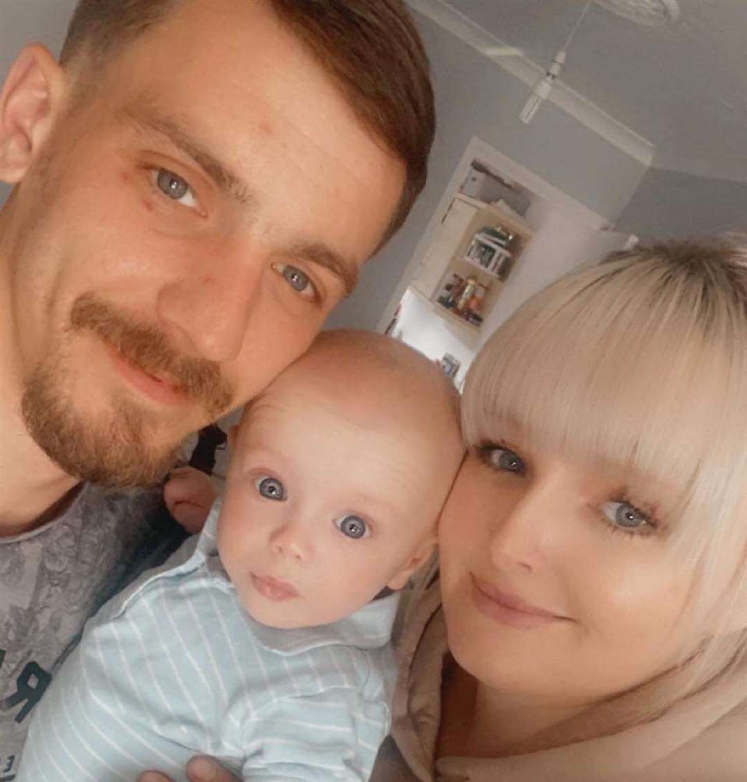 Holly-Louise Mackie and Liam Arbon-Davis with baby Brodie. Picture: SWNS