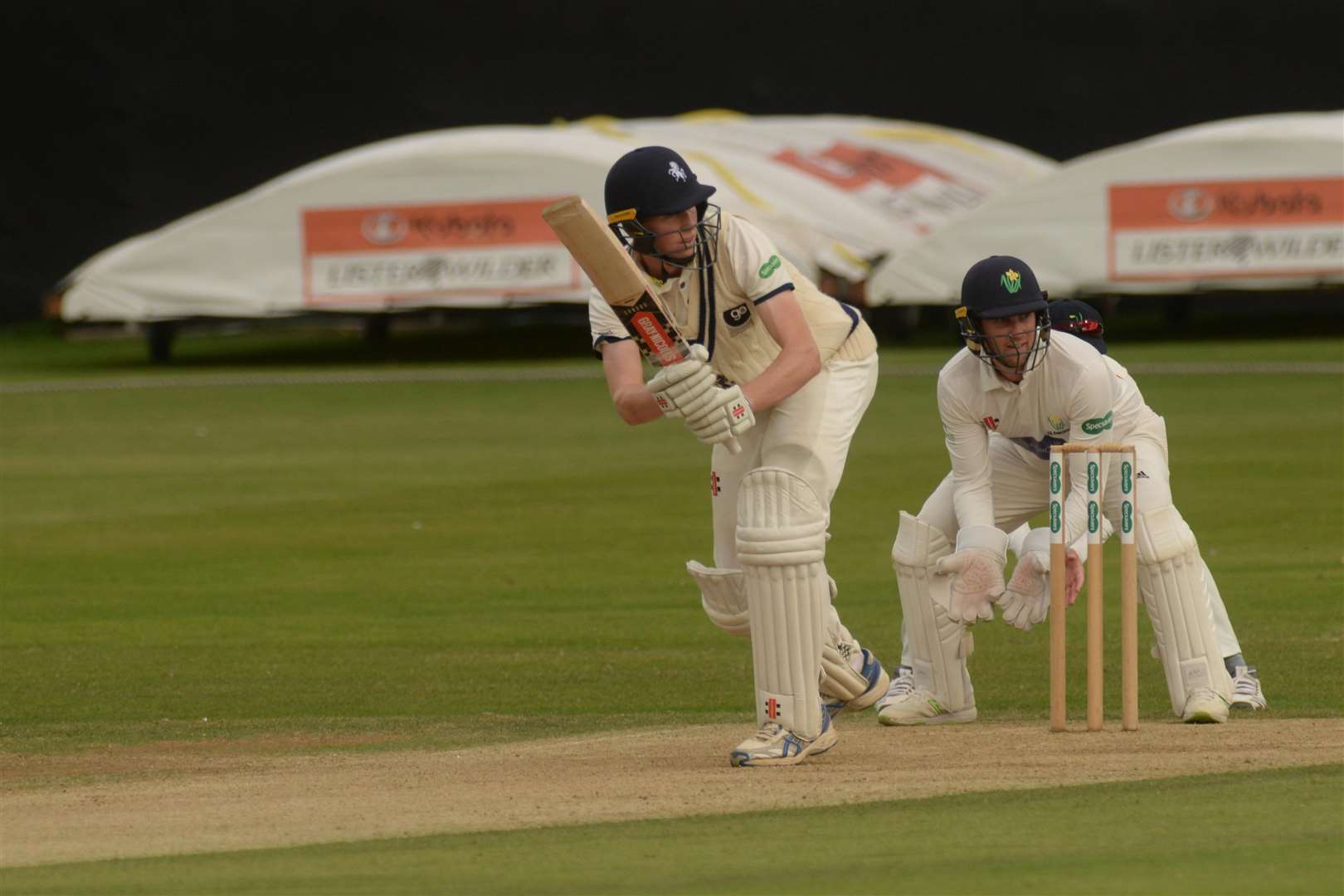 Zak Crawley on his way to his maiden first-class century. Picture: Chris Davey