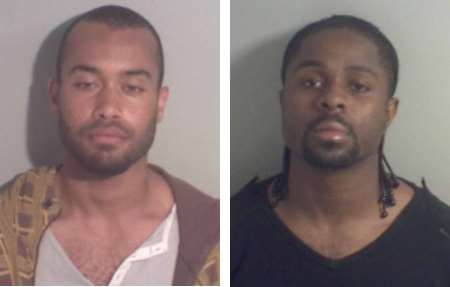 Conmen Jonathan Mintah left and Oscar Yeboah have been jailed for a total of nine years.