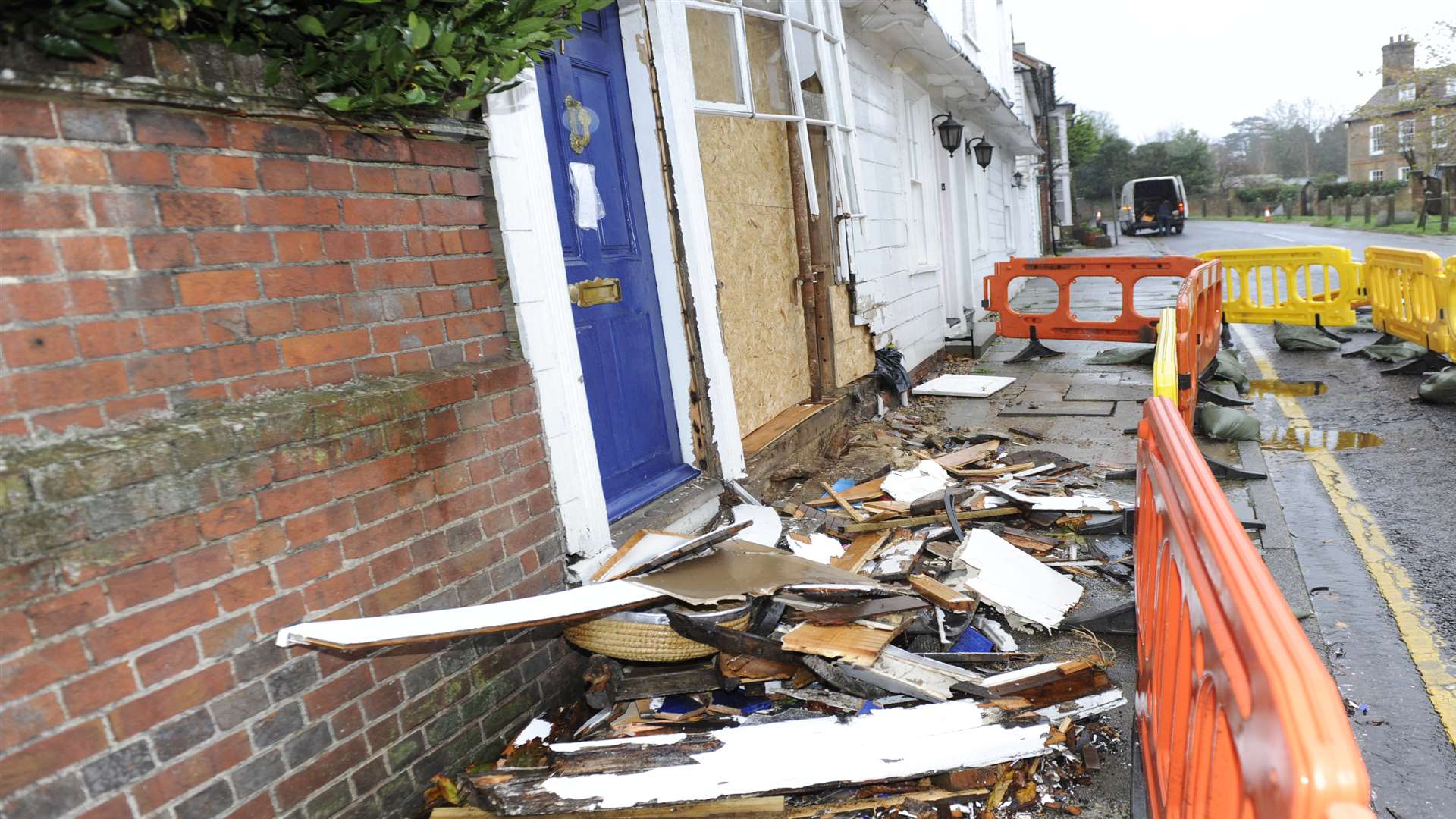 The Tenterden street after the car crashed into the house