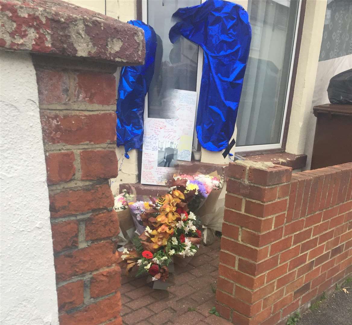 A shrine was set up in memory of tragic Kyle Yule,17, outside his Gillingham home.
