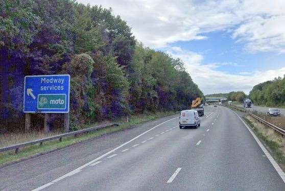 The crash happened near the Medway Services exit. Picture: Google