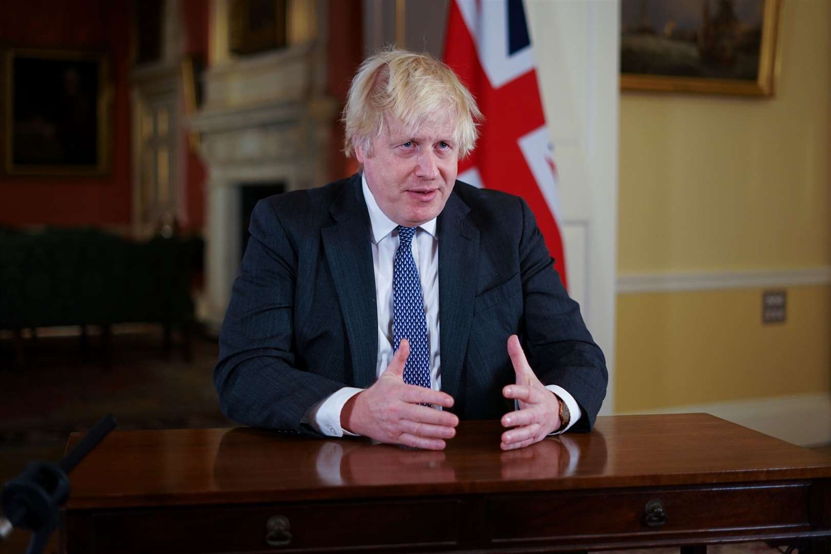 Prime Minister Boris Johnson recorded an address to the nation at Downing Street. Picture: Kirsty O’Connor/PA