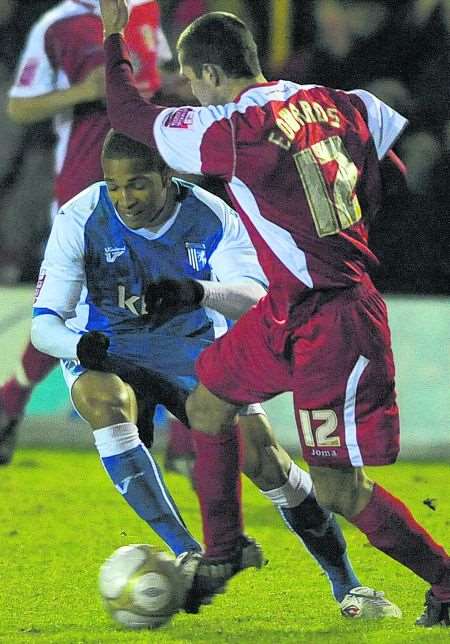 Simeon Jackson toils as Gillingham crash out of the FA Cup at Accrington