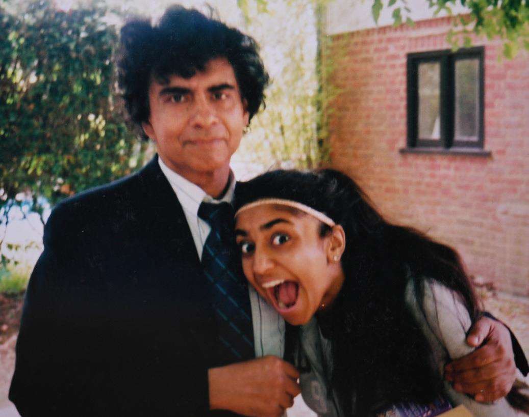 Lakshman with his daughter Evangeline, taken a few years ago at the University of Cambridge