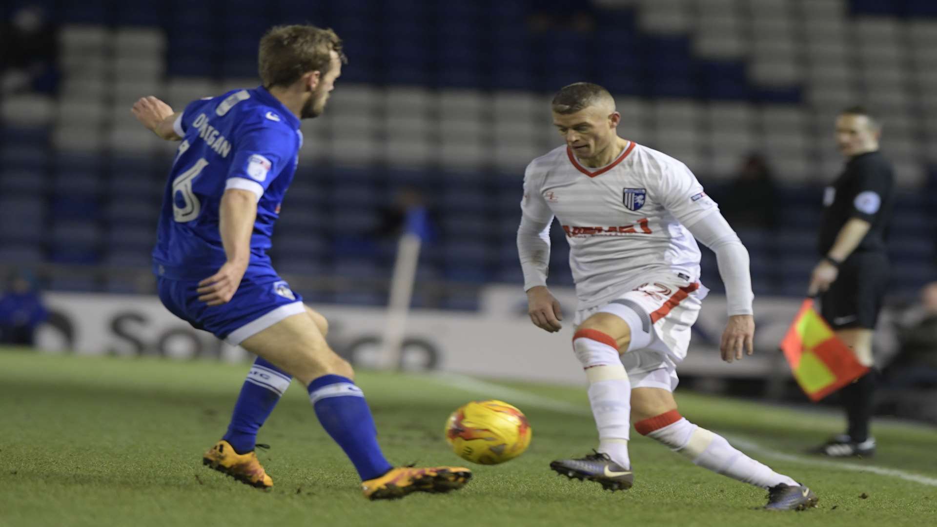 Paul Konchesky takes the game to the hosts Picture: Barry Goodwin