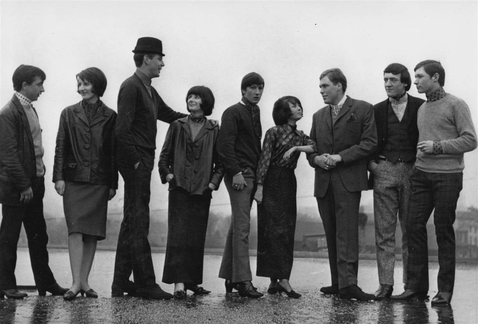 A group of Mods pose on the roof of the Kent Messenger office in Week Street, Maidstone, in 1967