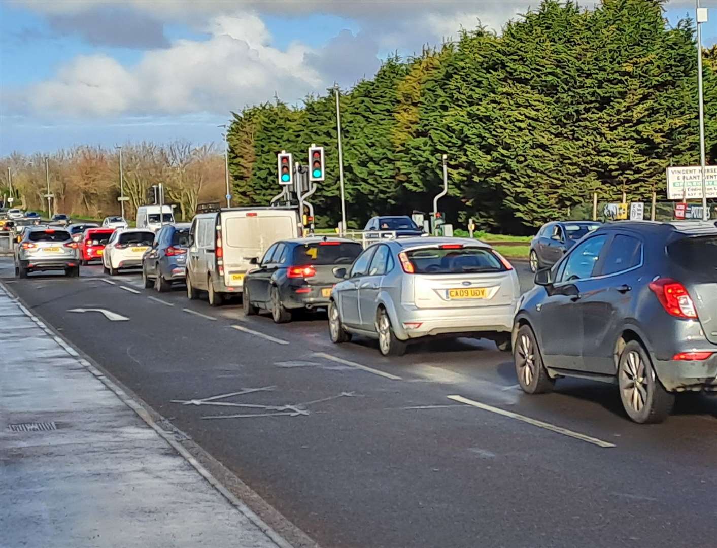 The Old Thanet Way was gridlocked on Monday morning as vehicles came off the A299
