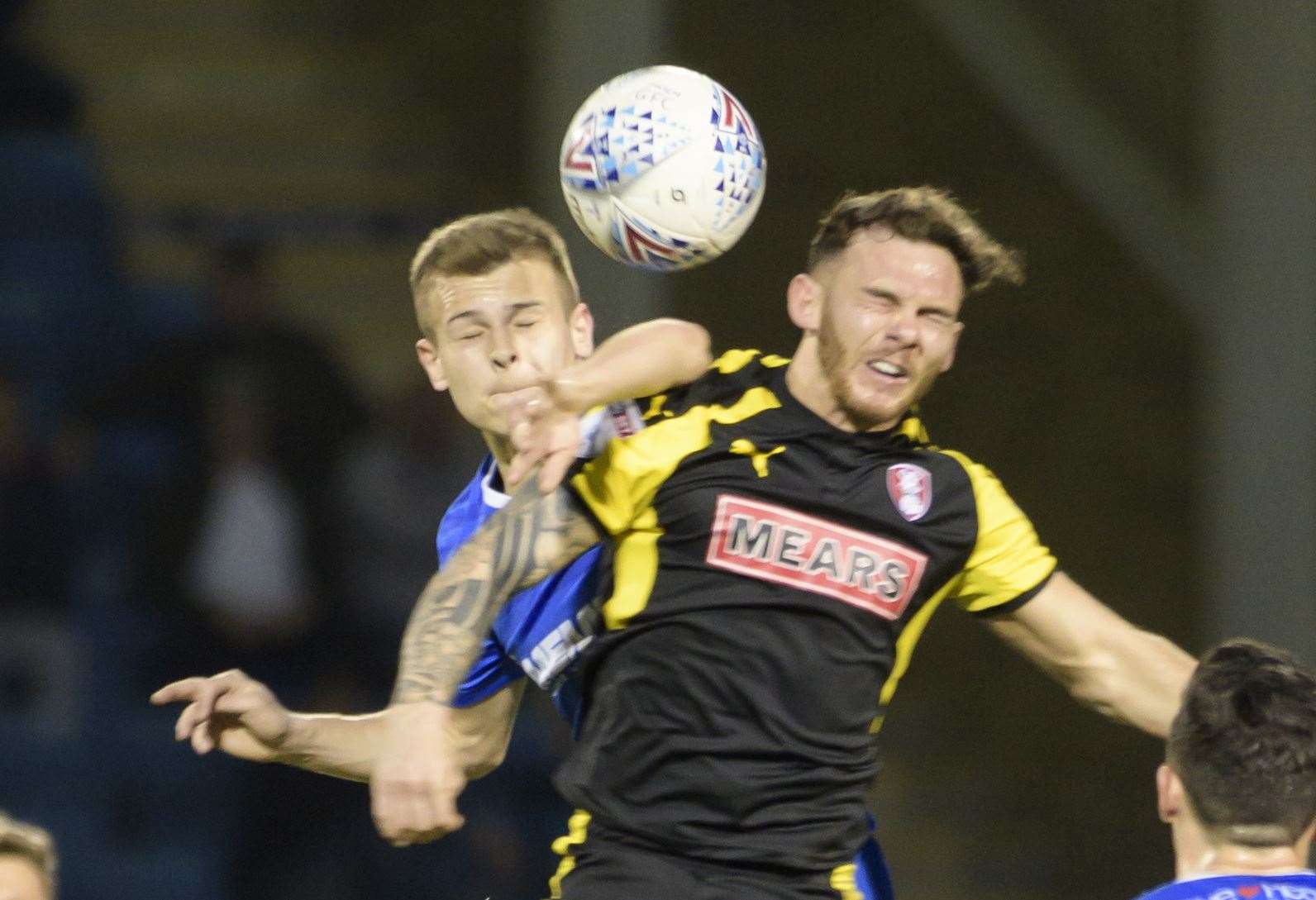 Jake Hessenthaler challenges for the ball in a game for the Gills back in 2018 Picture: Andy Payton