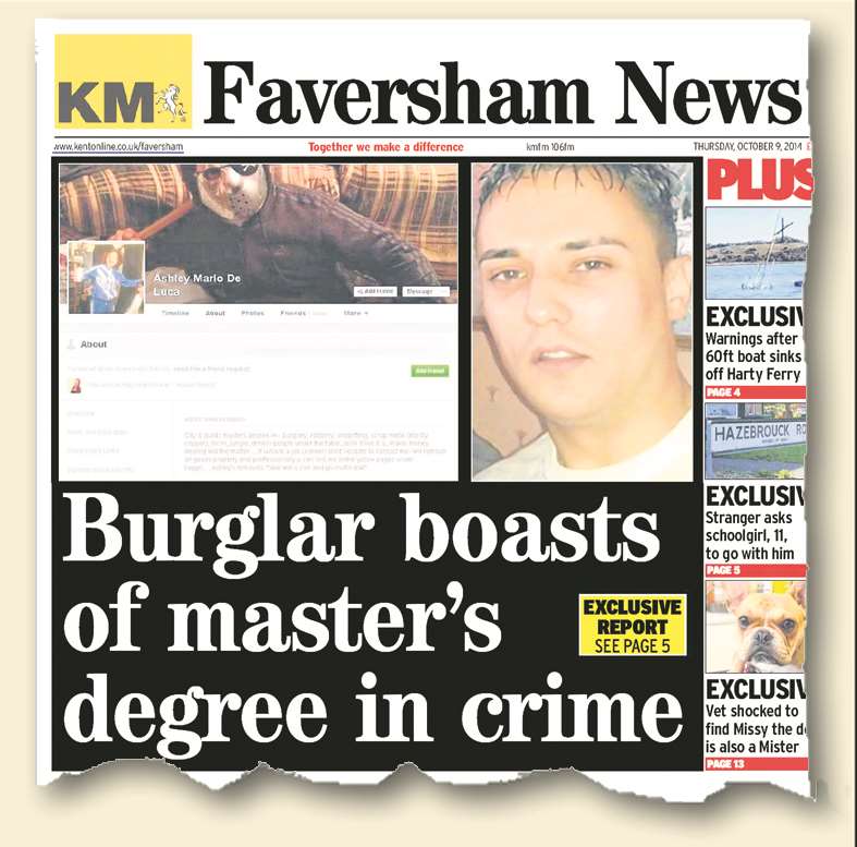 How the Faversham News reported on De Luca's boasts