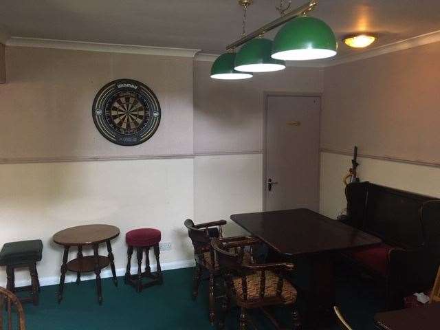 The dartboard is still in place but the pool table has been moved – hopefully they’ll both be back in action again before too long