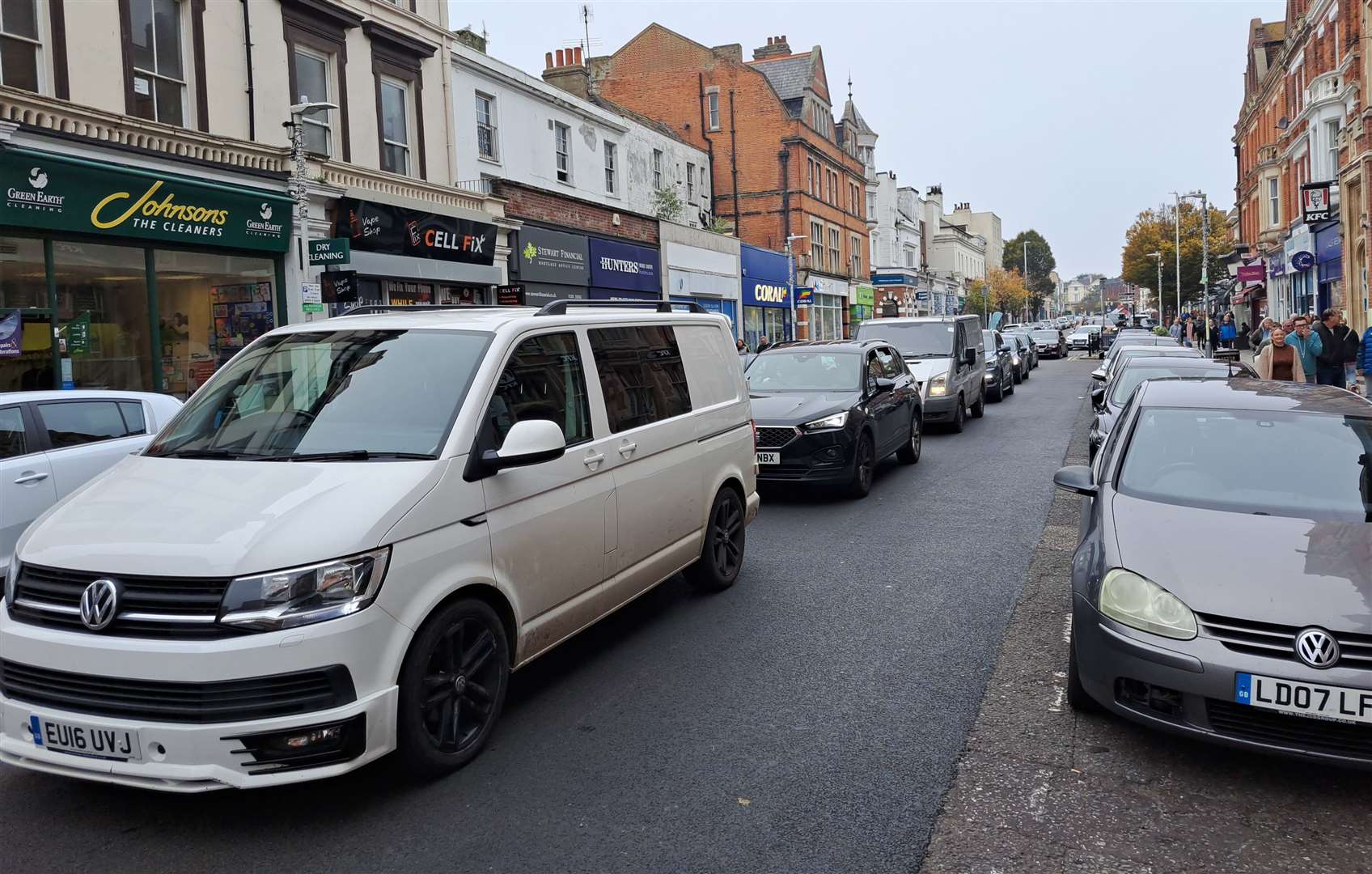 Traffic in Sandgate Road, Folkestone town centre. Picture: KMG