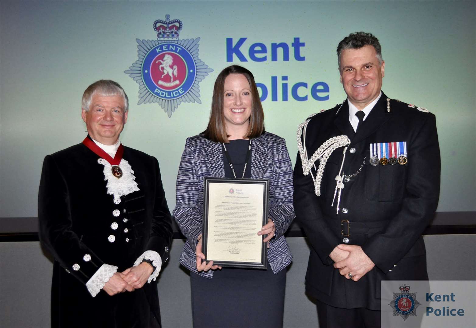 DC Lockwood receiving her honour at Kent Police College in Maidstone