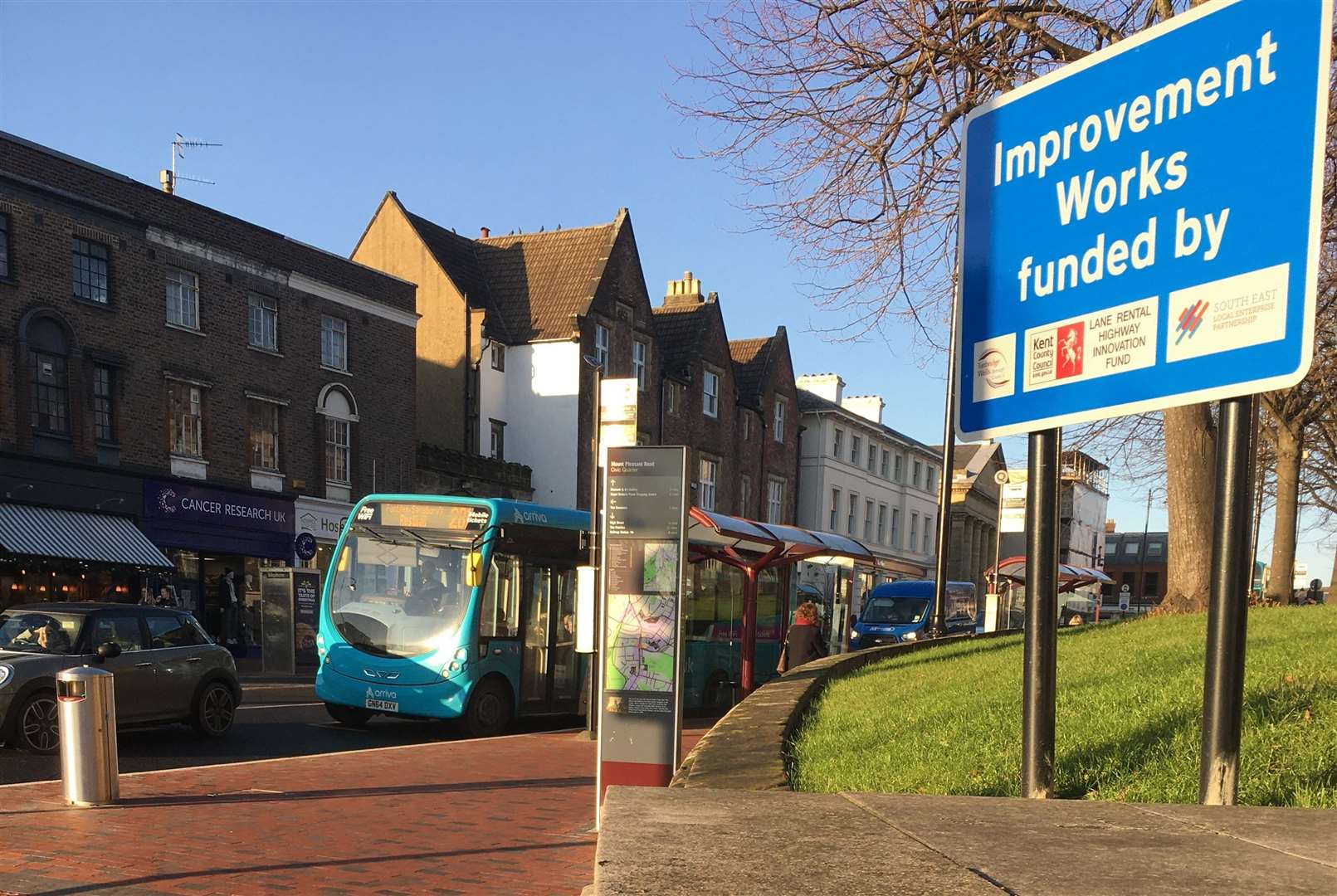 The bus lane in Mount Pleasant Road, Tunbridge Wells