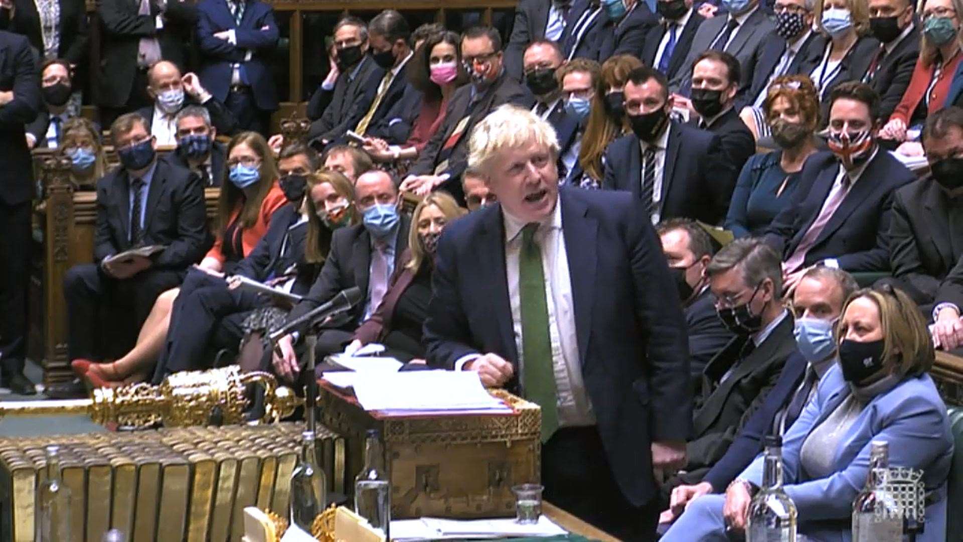 Boris Johnson speaks during Prime Minister’s Questions (House of Commons/PA)