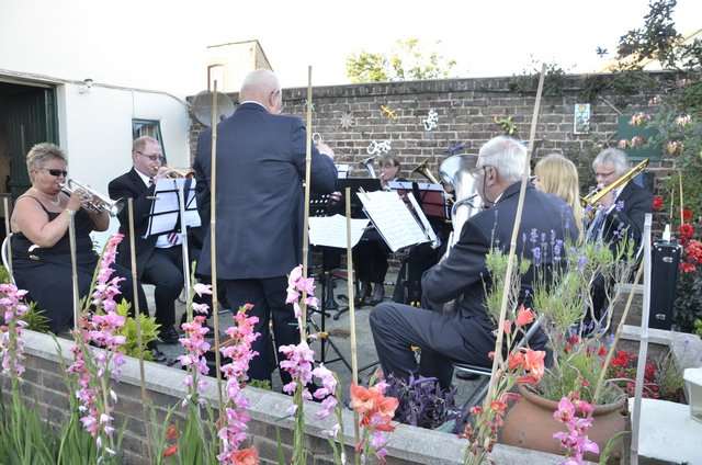 Members of Betteshanger Colliery Welfare Band played on the patio at the unveiling of the historical plaque