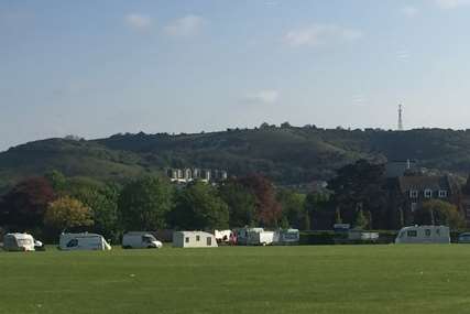 Travellers at a previous encampment in Radnor Park. File picture