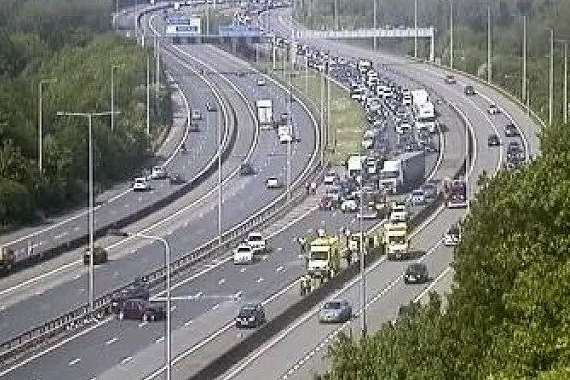 The scene of the crash, on the M20