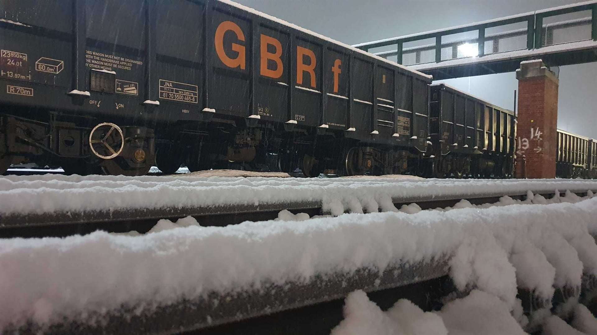 Snow on the tracks in Tonbridge