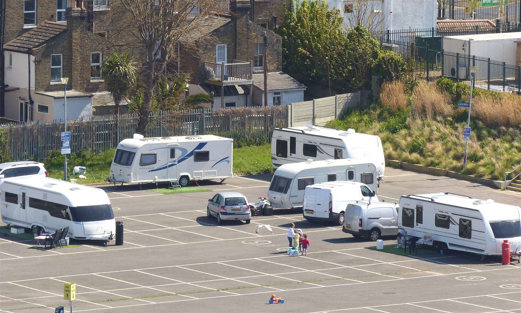 Travellers at Dreamland car park. Picture: John Moss