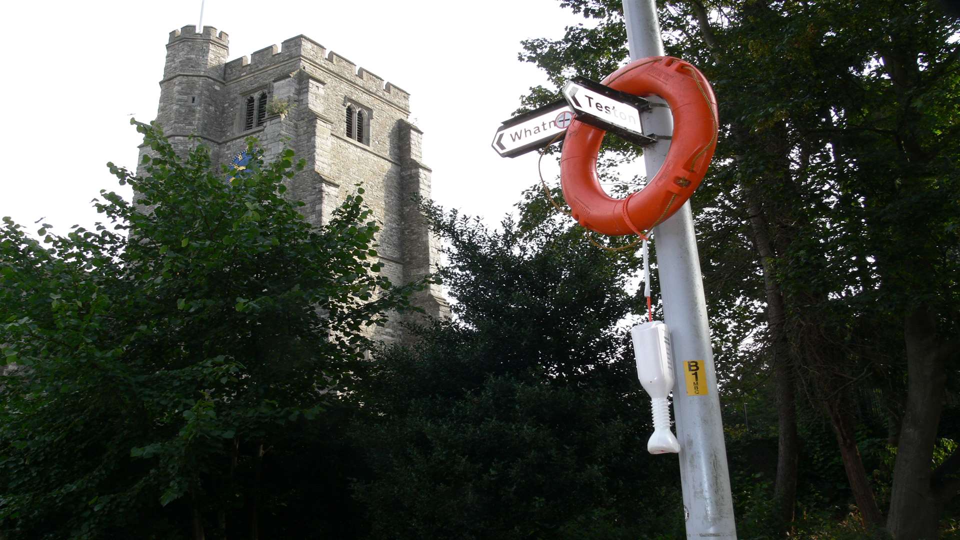 This life ring at one of the River Medway’s busiest sections, near All Saints' Church, was slung over a signpost. Picture: Maidstone Borough Council