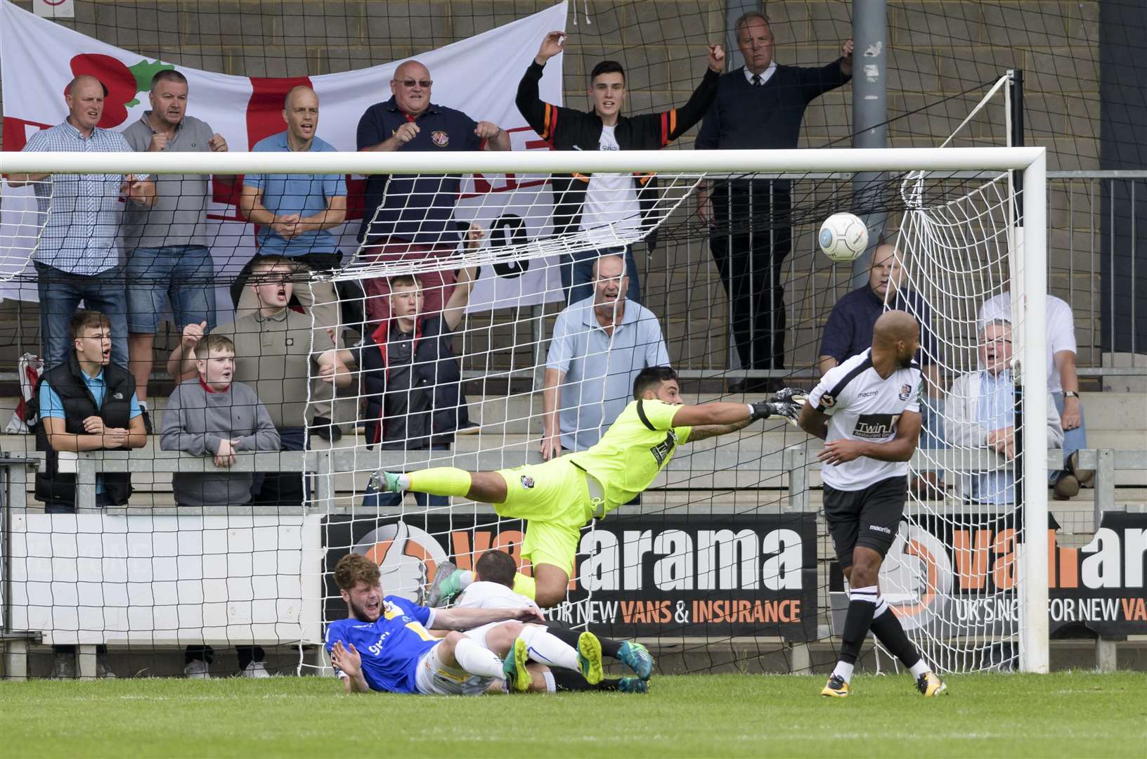 Dartford keeper Deren Ibrahim pulls off another save Picture: Andy Payton