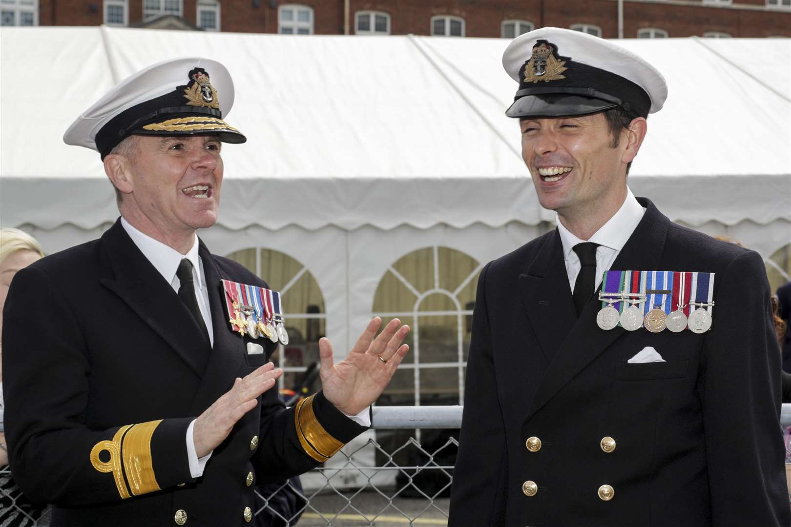 Rear Admiral Jim Higham and Commanding Officer of HMS Medway Lieutenant Commander Ben Power RN. Picture: Royal Navy