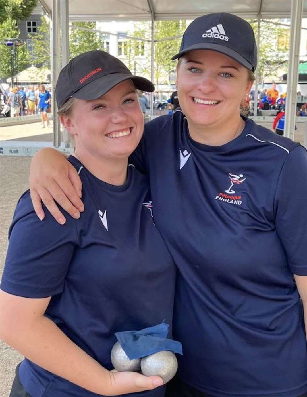 Alex Spillett (left) and Hannah Louise Griffin won silver at the European Petanque Championships