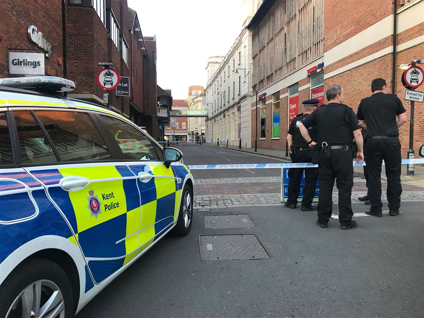 Police at the scene of the assault