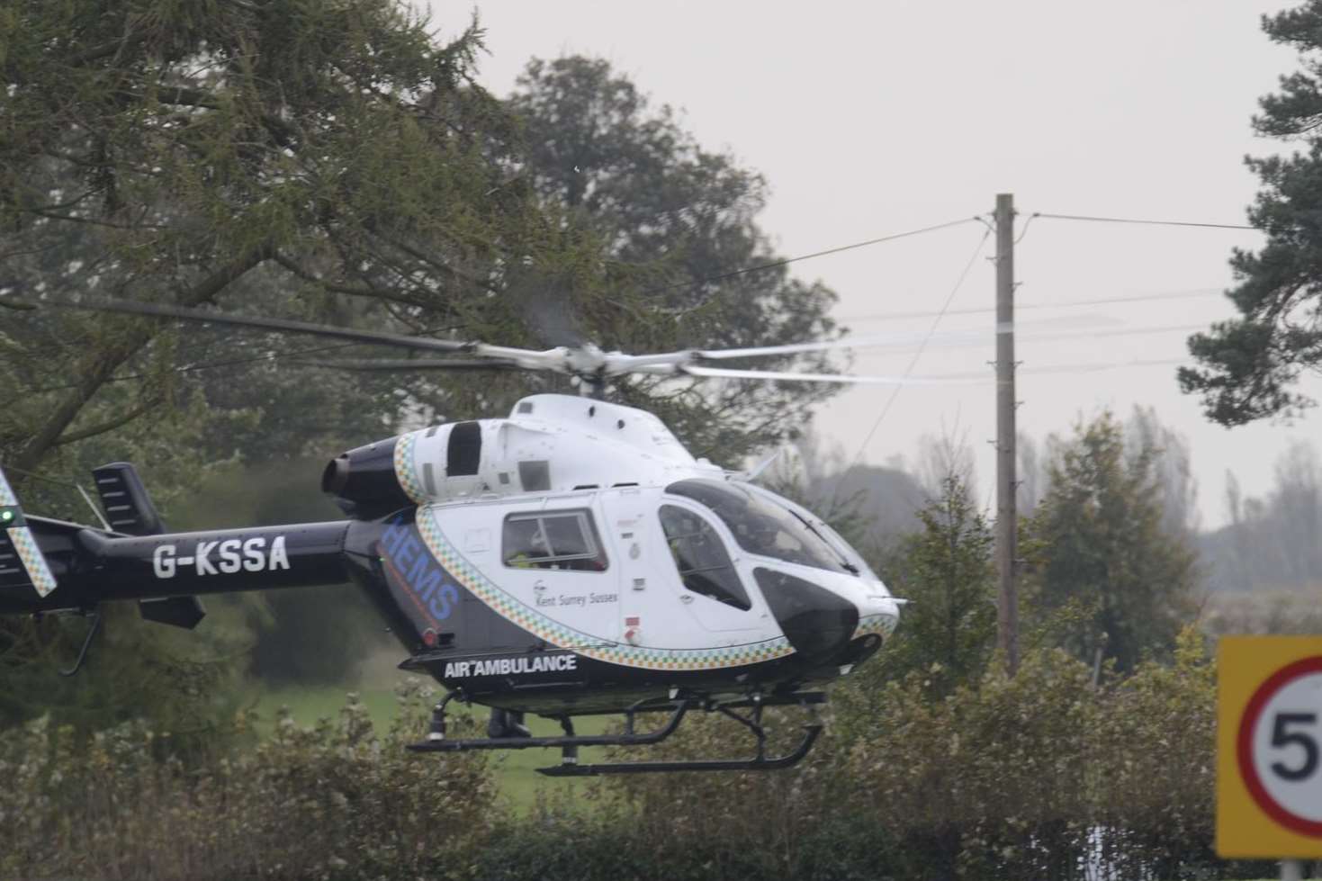 Two air ambulances have been spotted at the scene of the crash