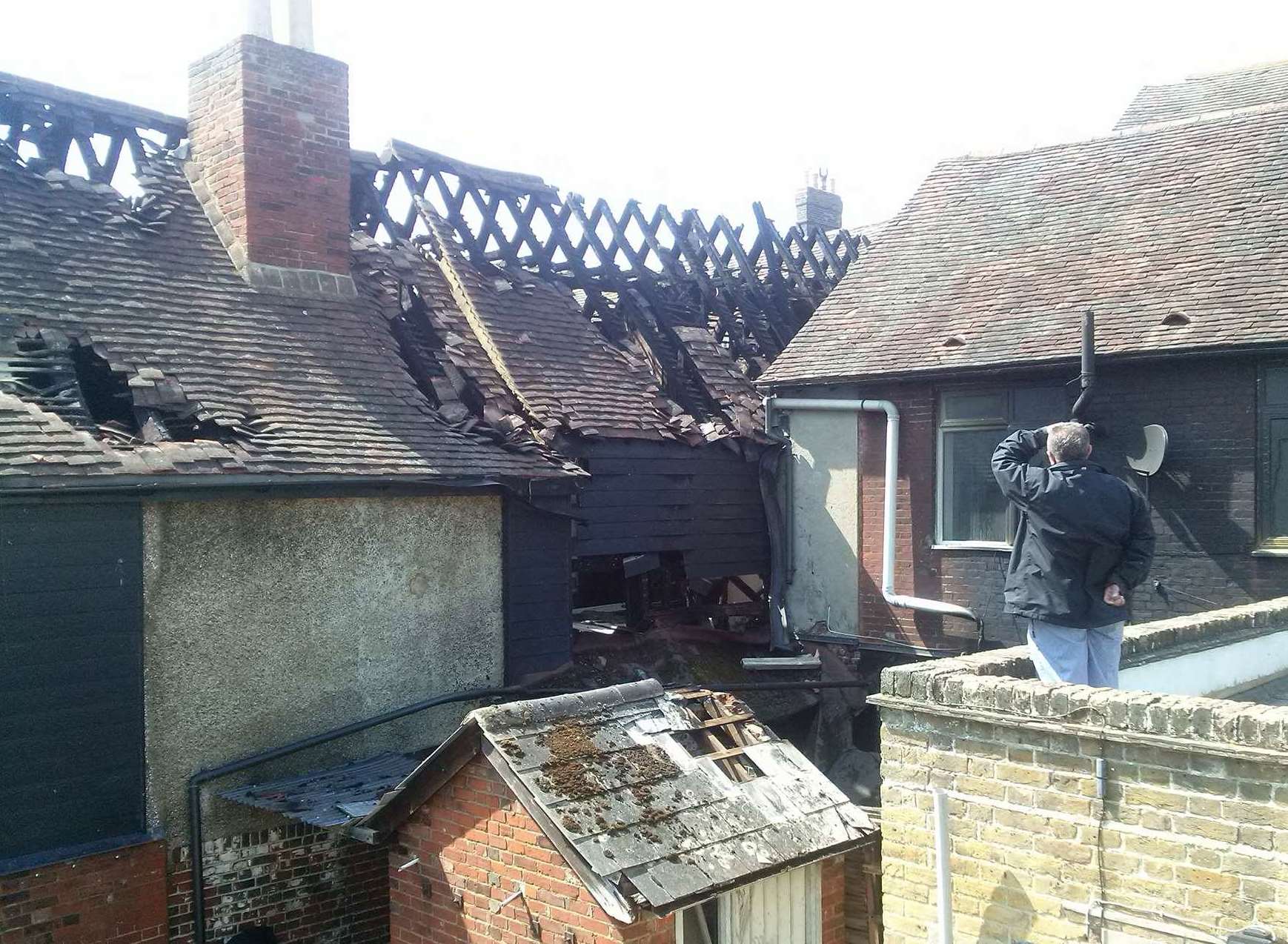 New pictures show the extent of the damage in the roof of one of the buildings affected. Picture: Oliver Sebastien.