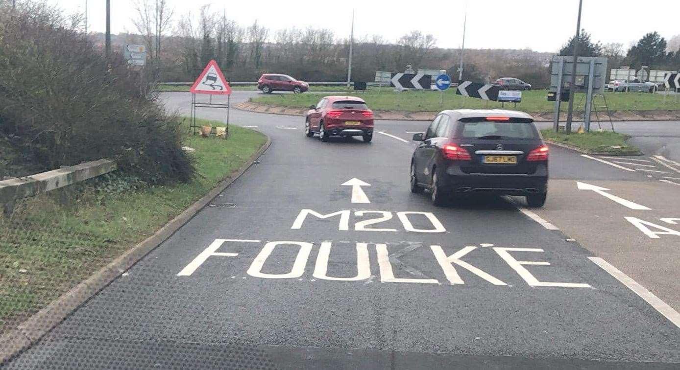 Folkestone has been spelt wrong in a road marking blunder