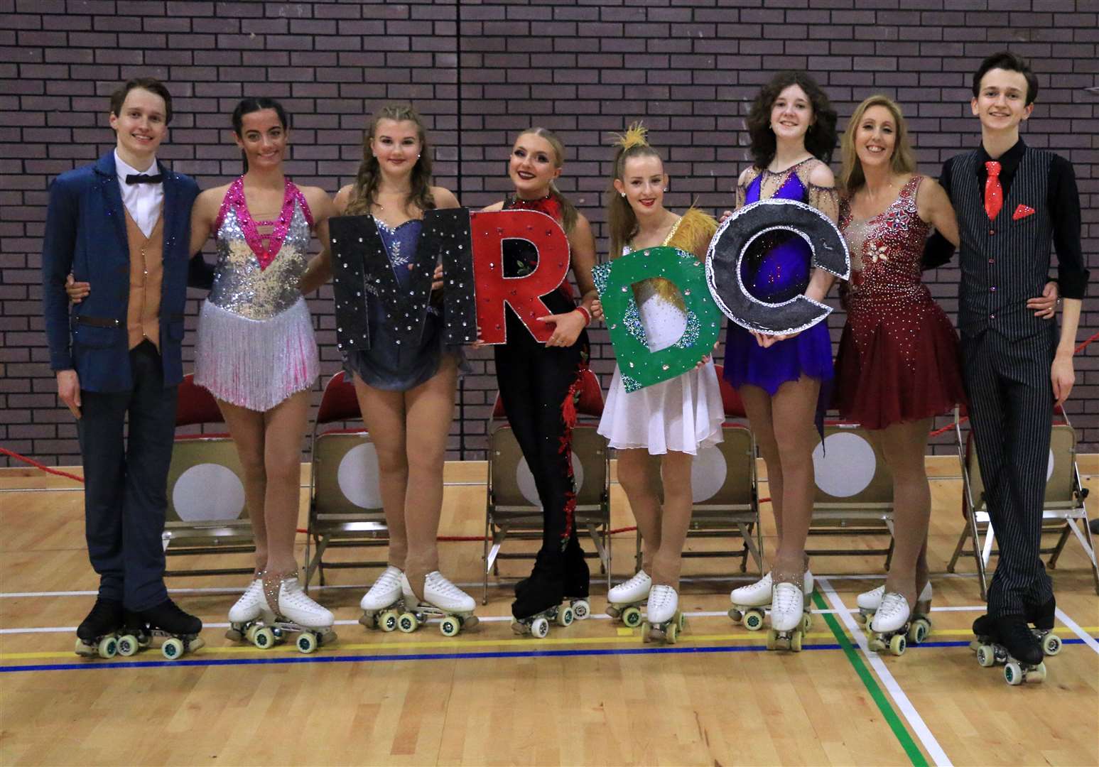 Maidstone Roller Dance Club members at the British Championships Oliver Martin, Lucy Aves, Anna Slokenberga, Laura Donoghue, Katy Bray, Iza Jarvis, Ann Odhams and Zac Martin