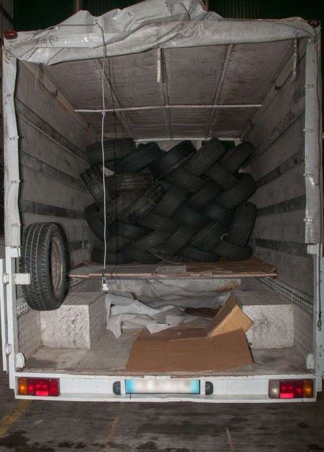 The van where the men were found, hidden under tyres Picture: Home Office