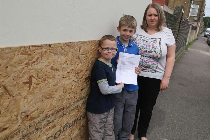 Stephanie Heaton - pictured with Connor Jones, eight, and 11-year-old Jack Rogers - with a petition